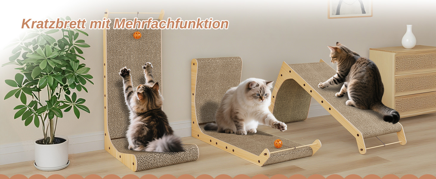 Кігтеточка для котів Dogat L-подібна, 68 см, з м'ячиком, захист меблів, картон