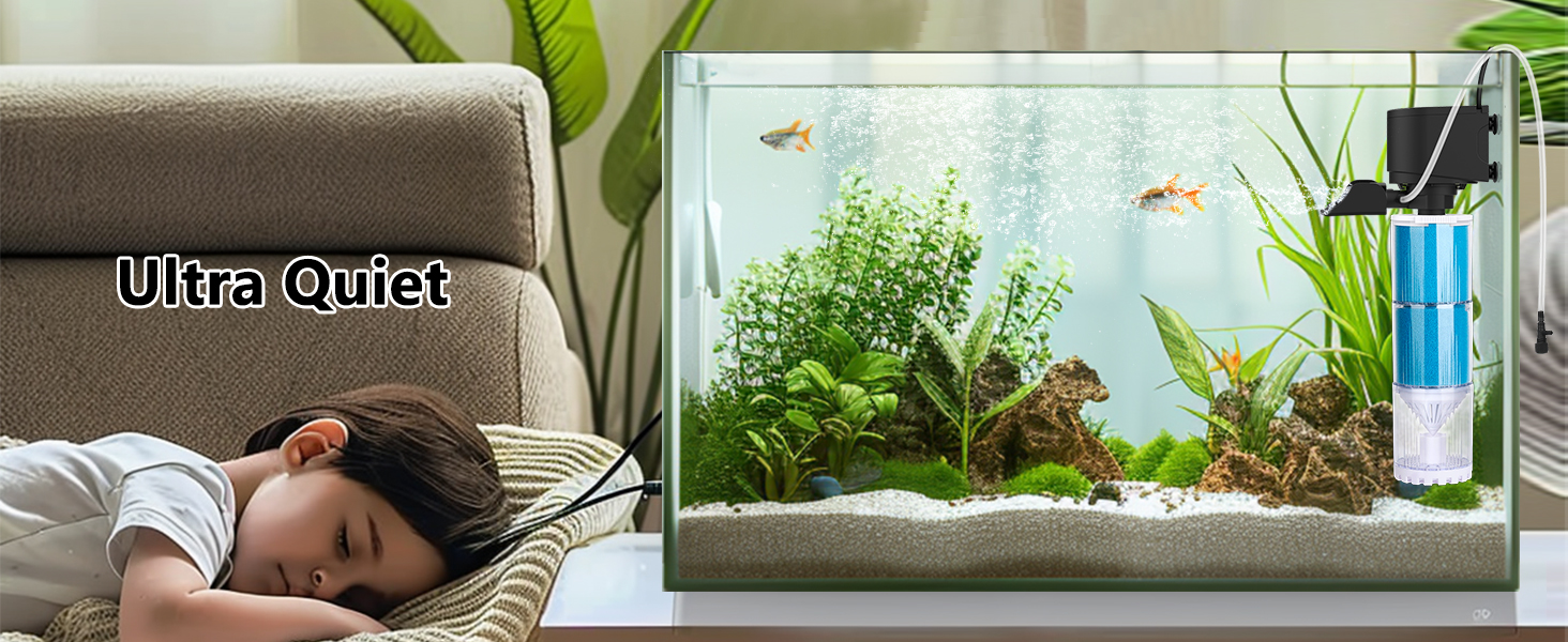 Акваріумний фільтр Fishkeeper 10W, 570 л/год: внутрішній фільтр з регулюванням потоку, 4-в-1, тихий, для акваріумів 60-300 л, легко миється