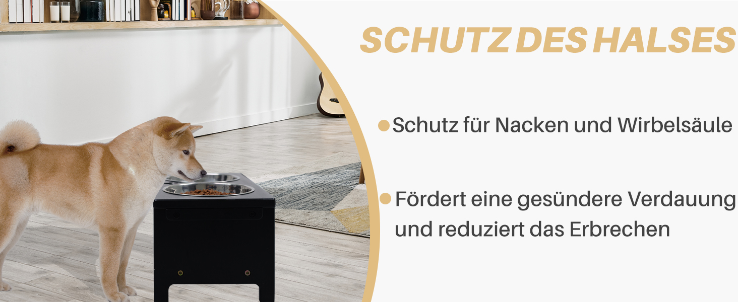Підвищені годівниці для собак HTB, бамбук, з 2 мисками з нержавіючої сталі, 44x24x18 см, 18 см висота, чорний колір