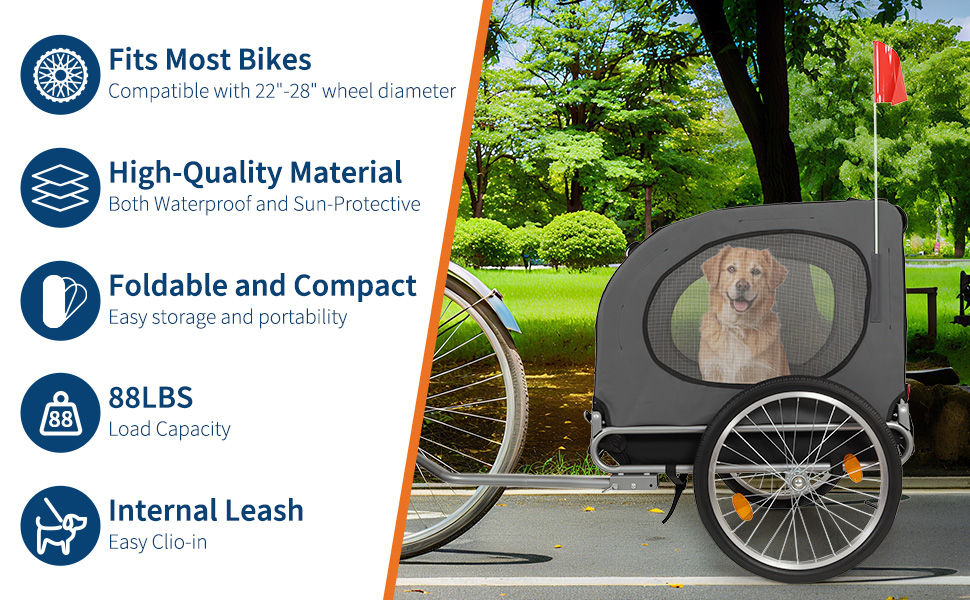 Дитячий велосипед-причеп для собак до 40 кг, червоний – з лебідкою, прапорцем, 20