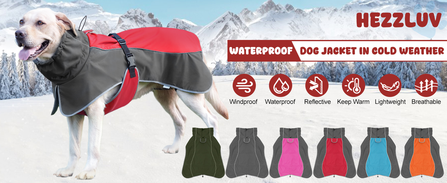 Водонепроникна куртка для собак, світловідбиваюча, вітрозахисна, тепла зимова куртка з м'яким флісовим підкладкою для собак маленьких та великих порід, для активного відпочинку, кемпінгу та походів у холодну погоду, червона (розмір S, спина 45 см)