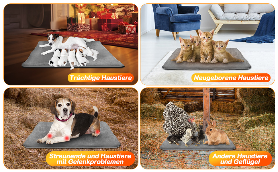 Кішечковий матрац з підігрівом для котів та собак, 6 температурних режимів, таймер 24 год, LED дисплей, безпечний, бічний кабель, 60x90 см, сірий