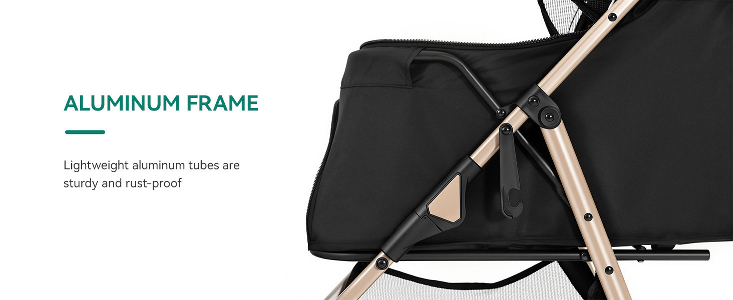 Візок для собак та котів YITAHOME 15 кг, 3 колеса, сітко-вікно, гальма, міцний, чорний