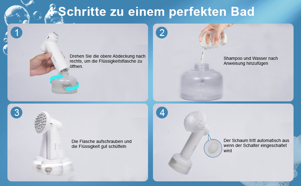 Електричний диспенсер пінки для миття собак з щіткою. М'яка щітка, масаж та грумінг. Регульовані режими пінки/спрею. Бездротовий диспенсер миючого засобу для собак з короткою та довгою шерстю. (Білий)