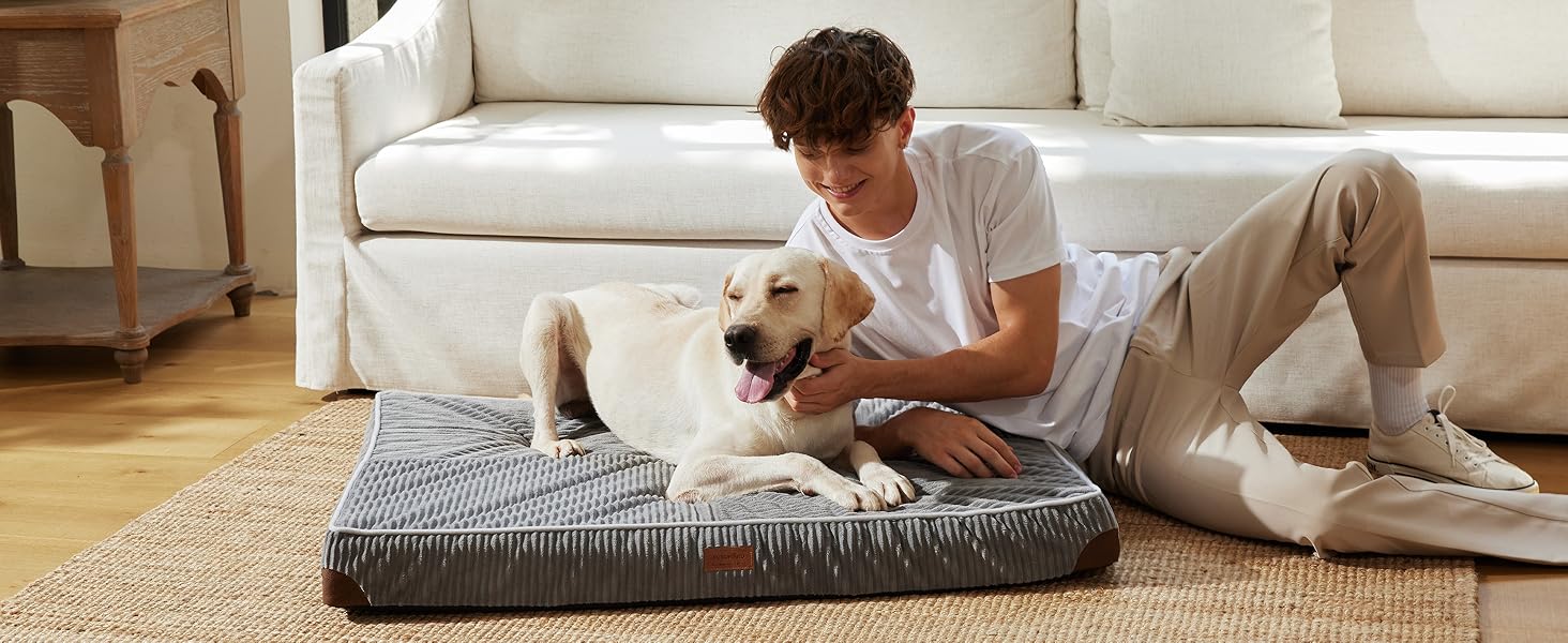 Ортопедичне ліжко для собак FUKUMARU - 91x56x9 см, зелене, з водонепроникним шаром, м'яке, антиковзне. Ліжко для собак, килимок, матрац