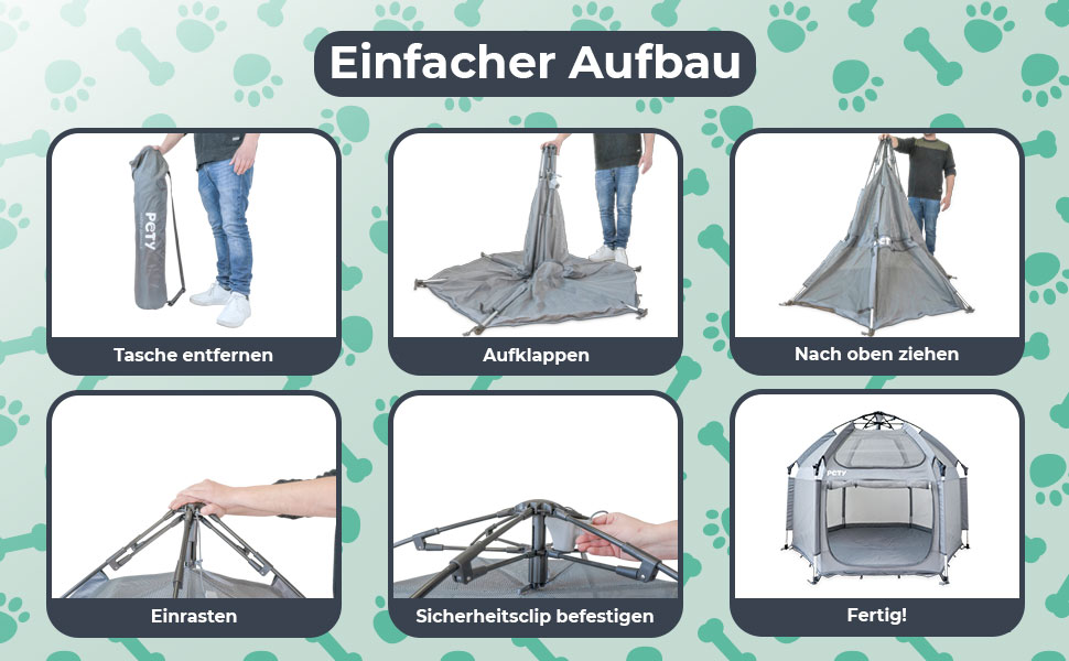 Клітка-переноска для собак Pety - 150 x 100 см, сіра. Переносне зоо-вольєр для відпочинку на природі та вдома. З сумкою та кілочками.