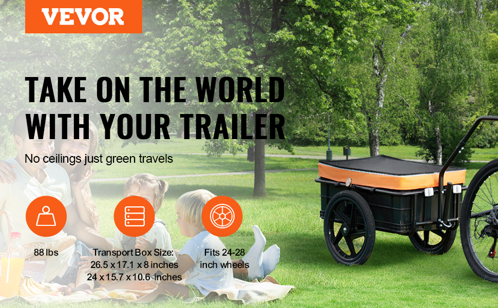 Фаркоп для велосипеда VEVOR, вантажопідйомність 88/100/72,6 кг, складаний, компактний, універсальний (40 кг)