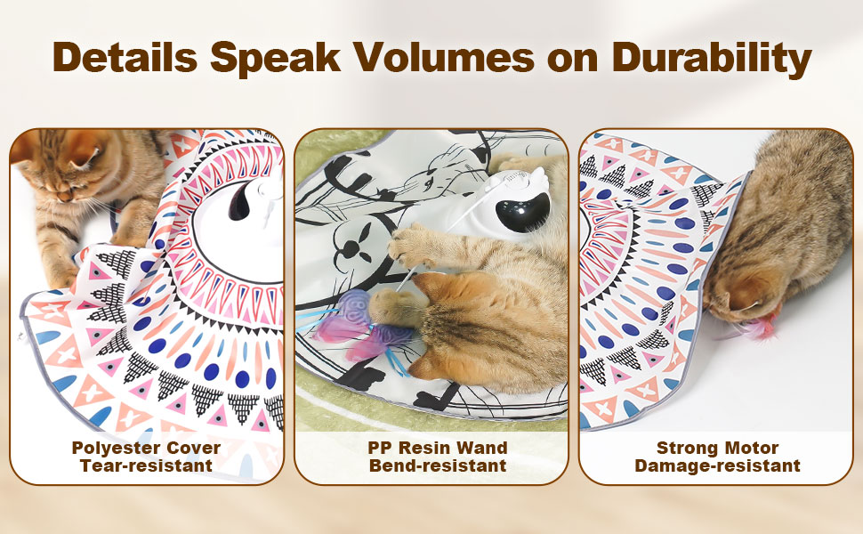 Інтерактивна іграшка для котів Spessn 2-в-1 з електричною пір'ям, 3 режими, USB-зарядка (білий котячий візерунок)