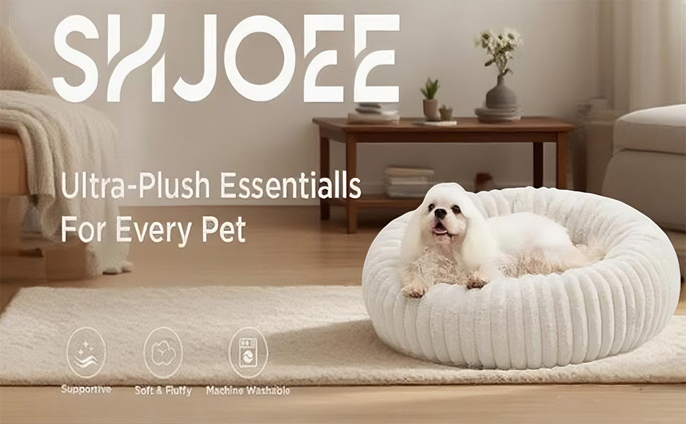 М'яке ліжко для домашніх тварин: круглі лежанки для собак та котів, діаметр 50 см, бежевий колір