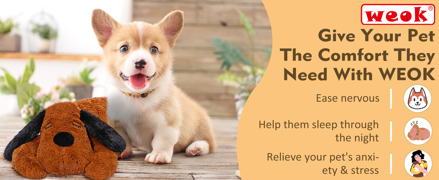 Іграшка-серце для собак WEOK - зручне м'яке ліжко, для зняття тривоги, заспокоююча допомога, допомога у сні, для середніх собак (Темно-коричневий)