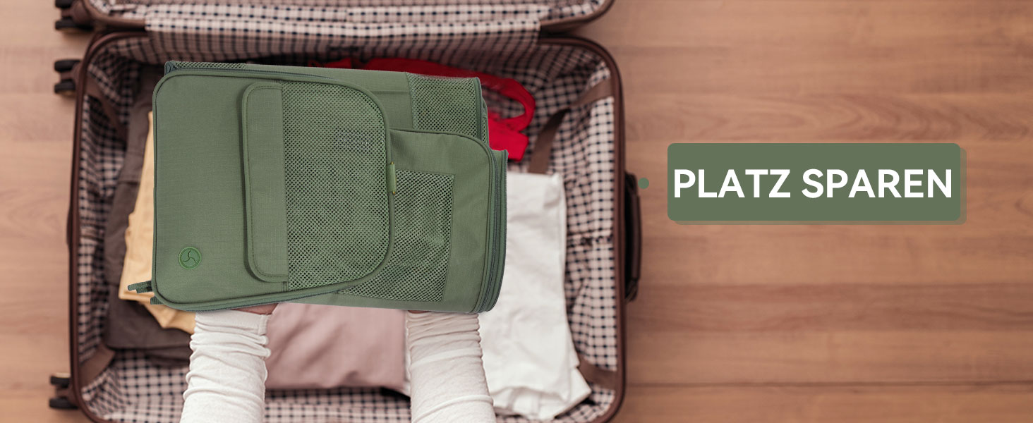 Транспортна переноска для котів та собак Petsfit, складана, 50L, оливковий, з м'яким килимком