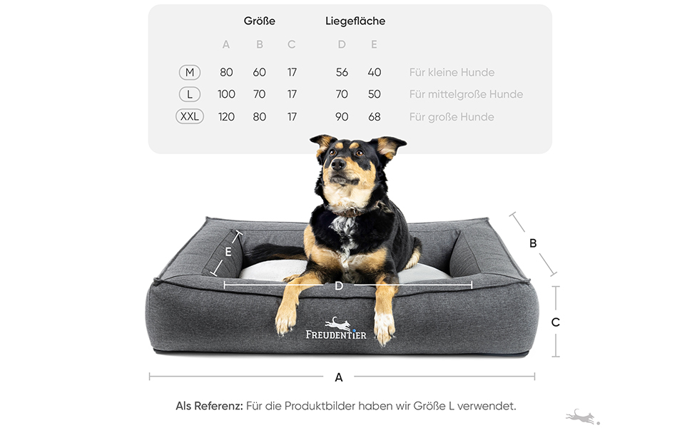 FREUDENTIER® Ортопедичне ліжко для собак | M-XXL | Прачне та легке у догляді | Преміум якість, Made in Europe | Для великих, середніх та маленьких собак (L 100x70cm)