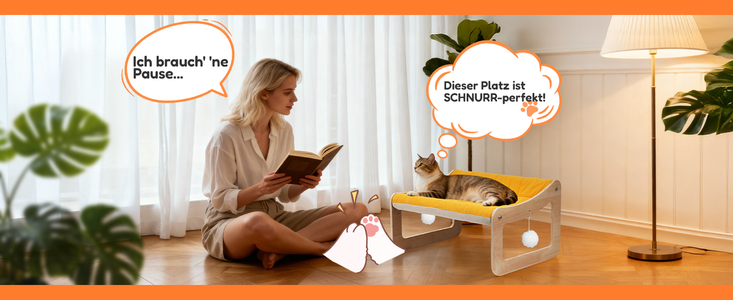 BSWAY Підвищене ліжко-софа для котів з дерева, сонячно-жовтий колір, 53x40 см, стильний котячий стільчик з знімним чохлом для матраца, до 15 кг