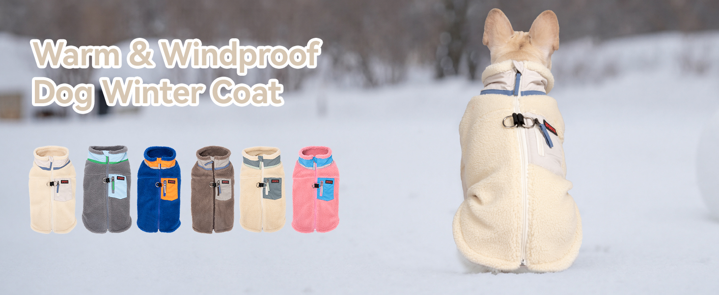 Теплий зимовий одяг для собак FeimaX: флісова куртка з D-кільцем для маленьких та середніх собак (Бежевий, S)