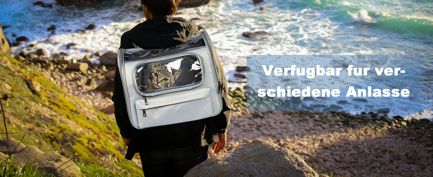 Розширюваний рюкзак для котів та маленьких собак Onebarleycorn, рюкзак-переноска для котів, сірий, до 8 кг