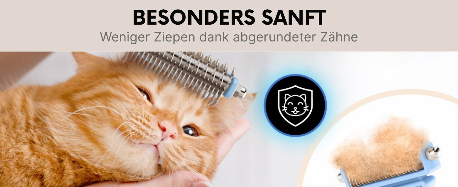 Гребінець для котів Pretty Paw®: м'яке видалення шерсті, проти ковтунів. Підходить для довгошерстих та короткошерстих котів. Масажна підшерсткова щітка. Нова, блакитна!