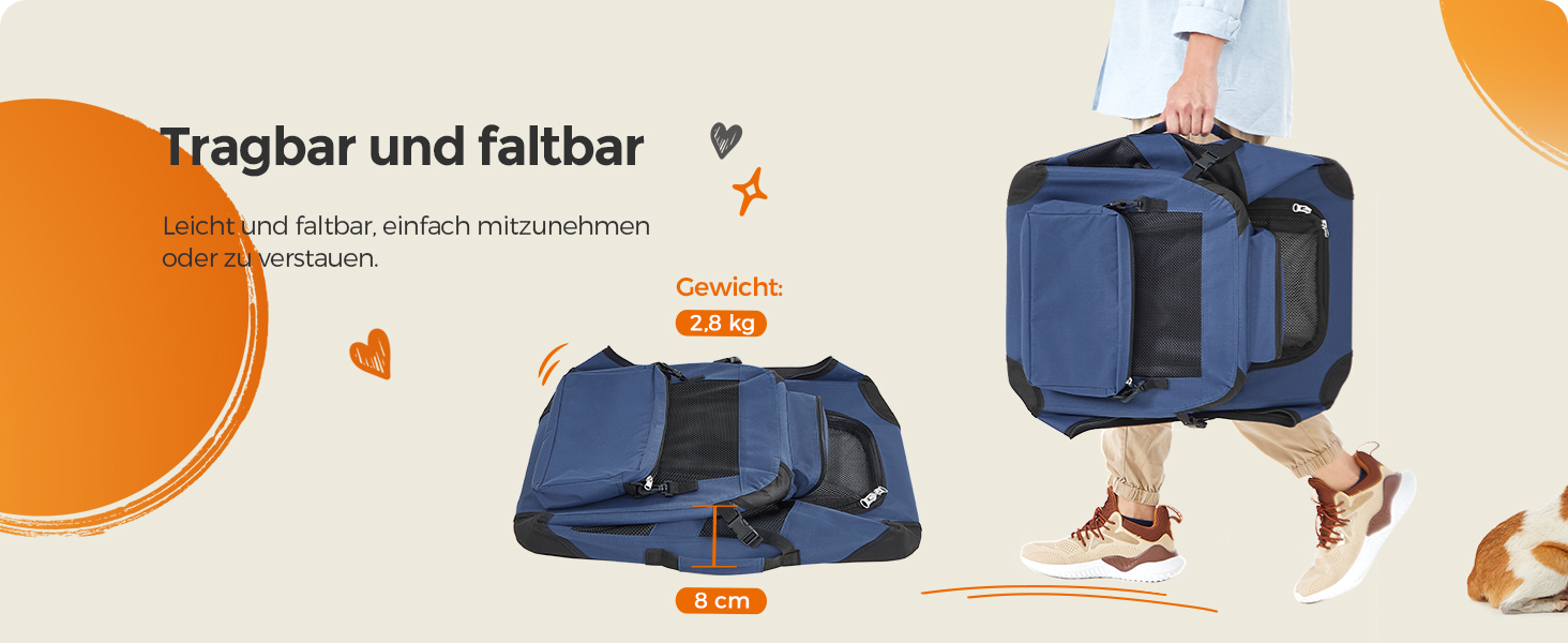 Клітка для собак Feandrea, переноска для собак XL, 81 x 58 x 58 см, з металевим каркасом та ручками, дихаюча, з кишенями