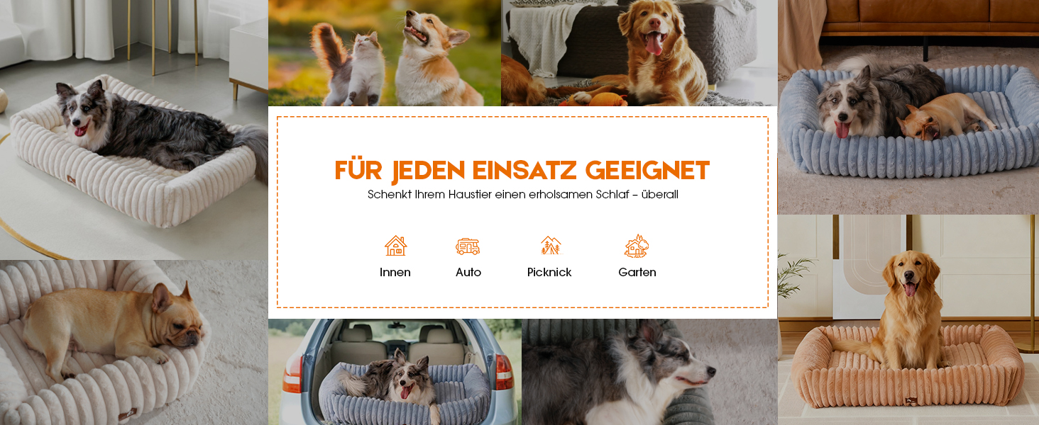 Ортопедичний лежак для собак великих порід, лежанка для собак XL, з м'якою подушкою для шиї, знімний та пральний килимок, з ручками (Бежевий, 109 * 76 * 20 см)