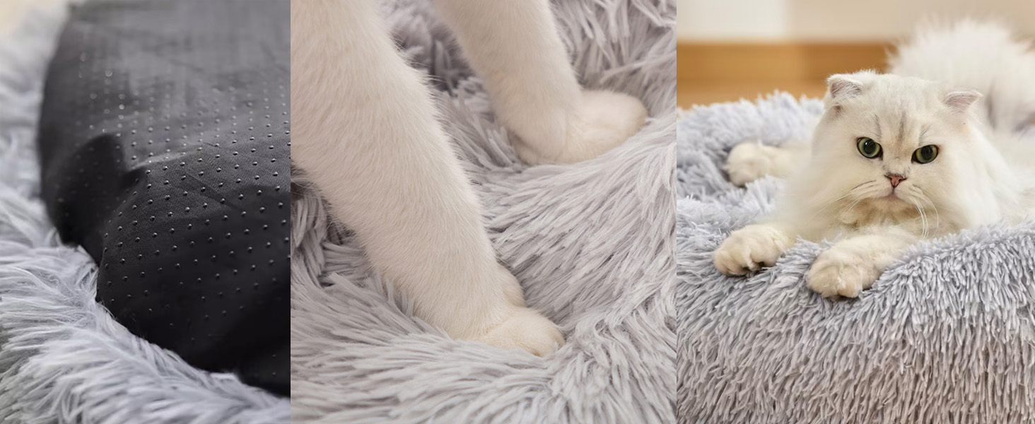 М'яке кругле ліжко для собак та котів 60 см – зручне доунат-ліжко, сіре, 60x60x20 см