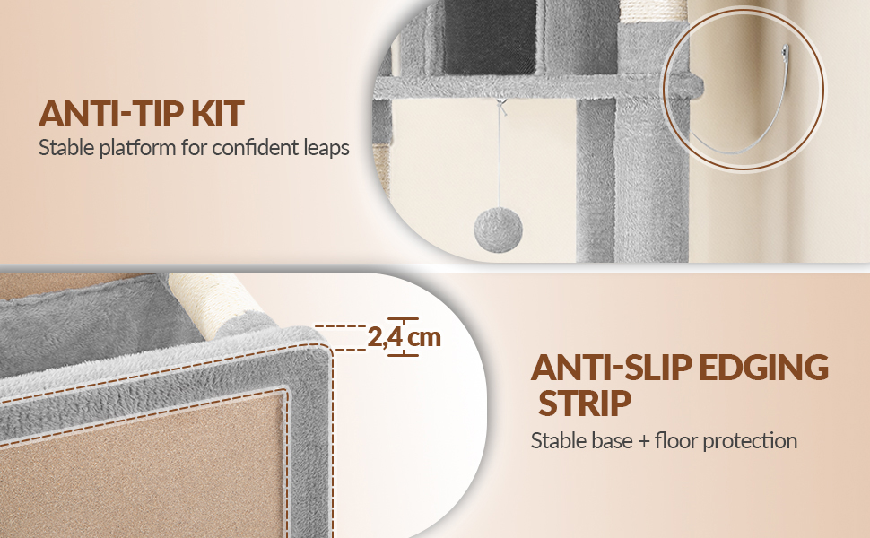 Котячий будиночок Kratzbaum 178 см, великий, сірий: кігтеточка, будиночок, платформа, іграшки