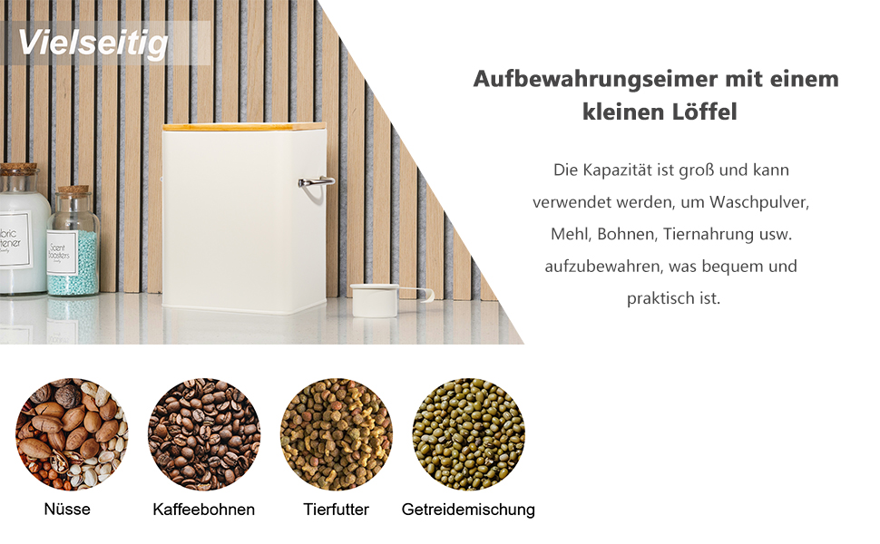 Контейнер для порошку GREELUE 6.5L з дозатором, коробка для миючого засобу, контейнер для корму, ящик для зберігання печива, кавових зерен, корму для тварин (Бежевий)