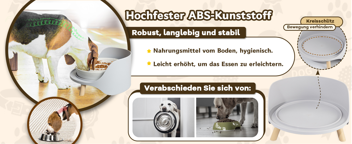 Підвищена стійка для великих мисок для собак - годівниця для середніх та великих собак - для мисок діаметром до 20,2 см - сірого кольору (миска не входить до комплекту) Large сірий