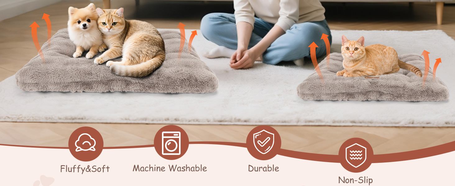 Ліжко для котів Nobleza, м'яке та пухнасте, 50 x 40 см, коричневе. Також підходить для маленьких собак. Легко миється, не слизьке.