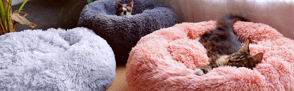 Квітковий лежак для котів та собак, Doughnut форма, 60 см, сірий. Легко чиститься