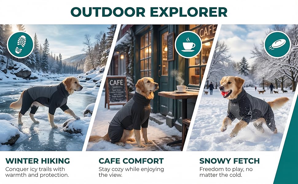 Водонепроникний теплий зимовий одяг для собак, вітронепроникний костюм для собак середніх та великих порід, одяг для собак з отвором для шлейки – сірий (XL)