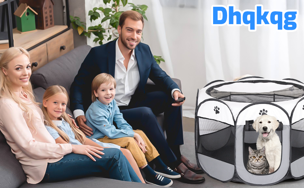 Вольєр для цуценят Dhqkqg, складаний вольєр для собак, 74x74x43 см, сірий. Підходить для собак, цуценят, котів та дрібних тварин.