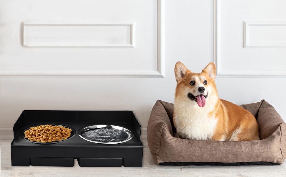 Підвищена годівниця для собак Dokeno, регульована по висоті, велика, для собак великих, середніх та малих порід, миска для повільного годування, не проливаються, стійка для мисок