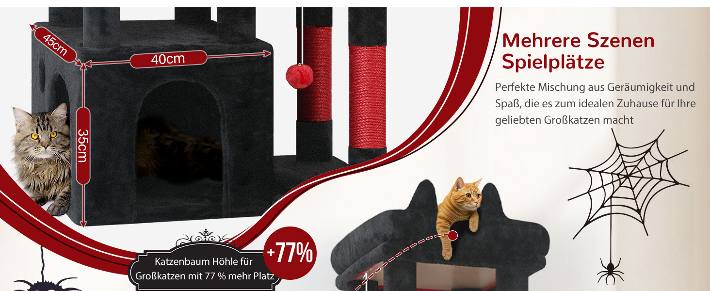 Драбина для котів Globlazer XL, Готичний стиль, сірий, 156 см, з будиночком та кігтеточками