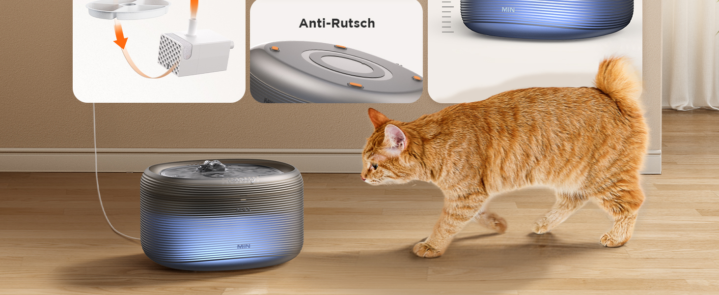 Фонтанчик для котів FEELNEEDY 3.2L - тихий фонтан з 2 режимами потоку, автоматичний поїльник для котів, чорний, з адаптером та 3 фільтрами