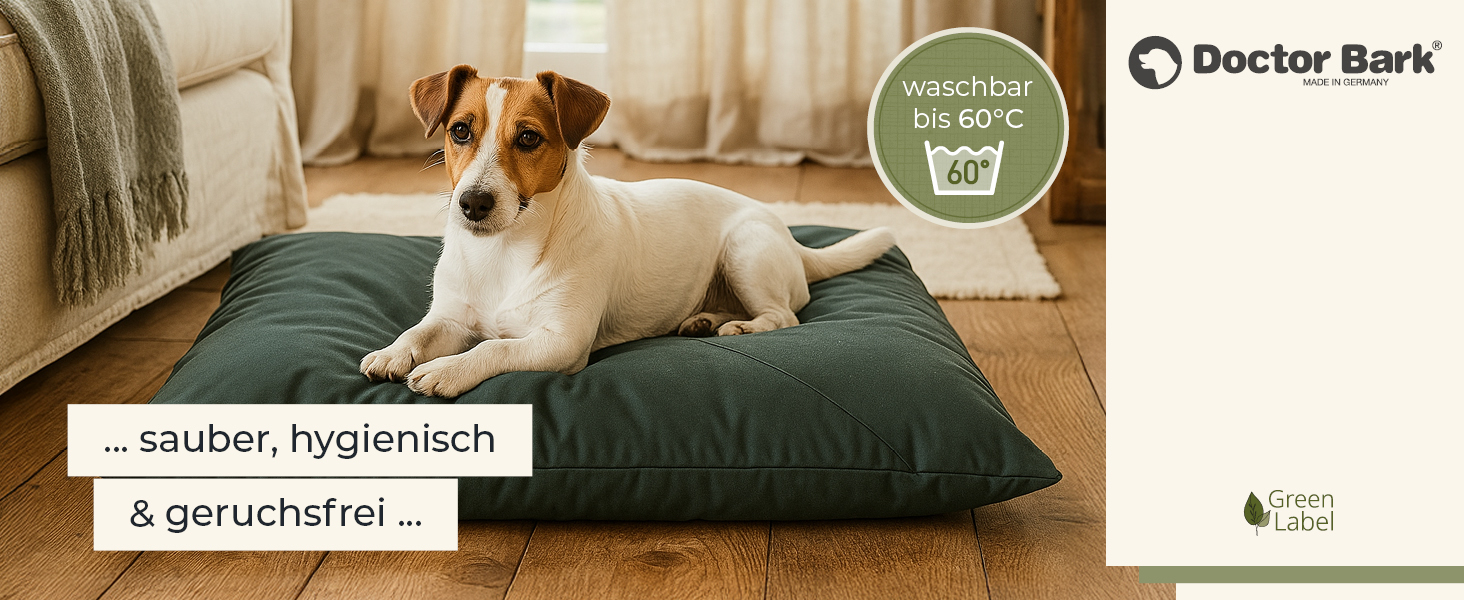 М'яке ліжко для собак великих порід Doctor Bark GreenLabel - зручне, миється, зелене (L)