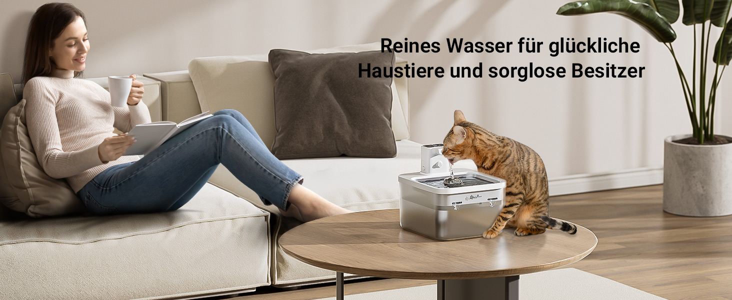 Фонтанчик для котів DownyPaws з нержавіючої сталі, бездротовий, з датчиком руху, 3л, тихий, легко миється (16 фільтрів)