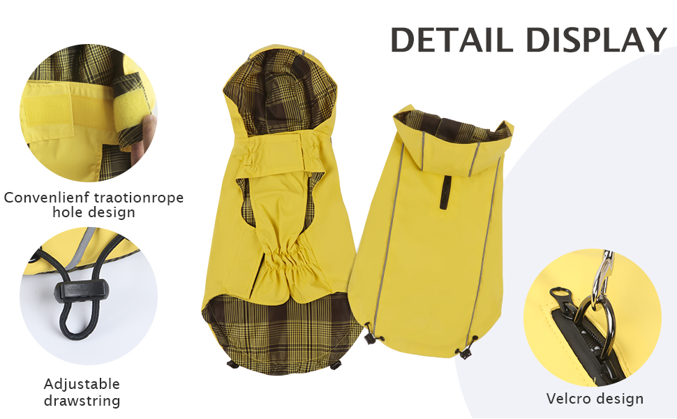 Дощовик для собак Vejaoo: водонепроникний, світловідбиваючий, з капюшоном. Підходить для малих, середніх та великих собак. Колір: помаранчевий, розмір: L