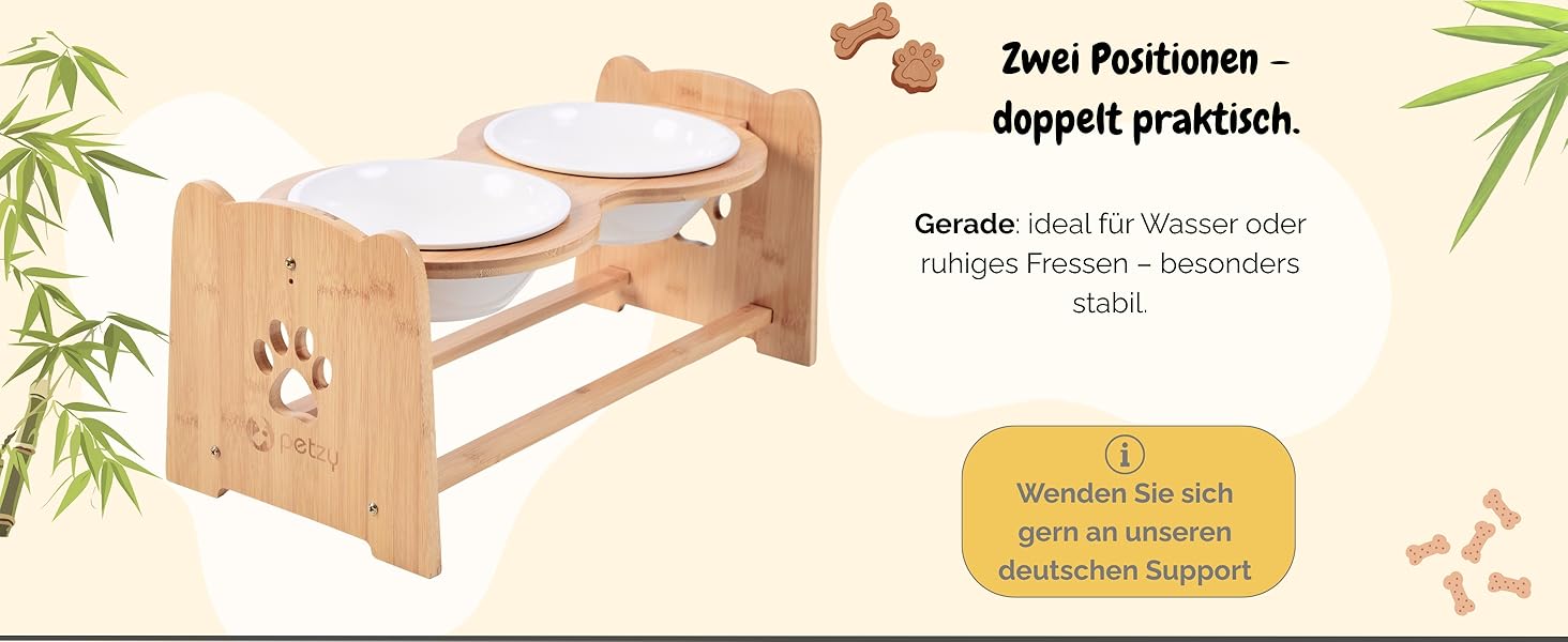 Преміум годівниця для собак та котів Petzy Ceramic, 350 мл | Регульована висота, антиковзаюча підставка, ідеальна для маленьких тварин