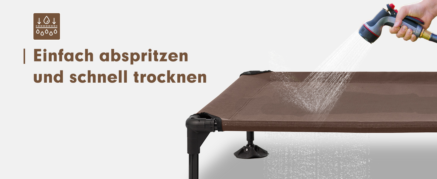 Лежанка для собак Snagle Paw з дахом, піднятий дизайн - стабільне ліжко для собак з антиковзними ніжками, широка тінь - водонепроникна для великих собак, для дому/на вулицю, кемпінг та сад, коричнева, 106 x 84 x 76 см