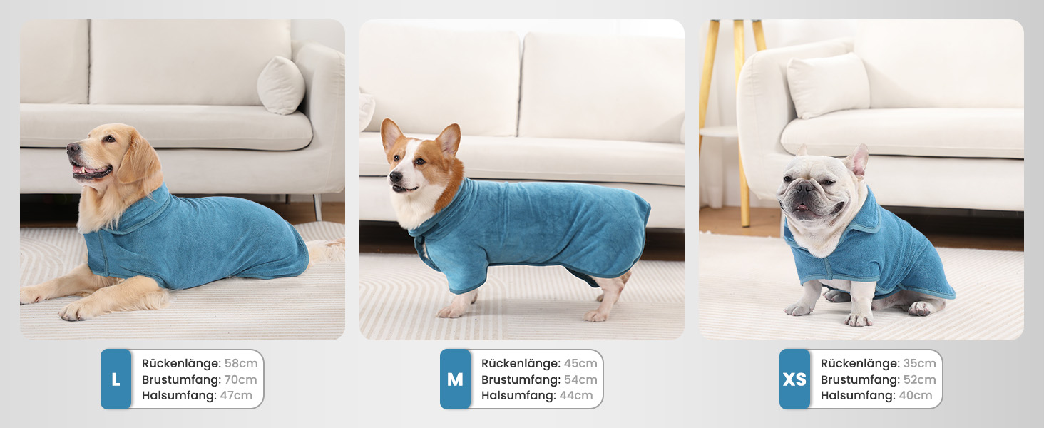 Рушник для собак PETTOM з мікрофібри, швидковисихаючий, бавовняний, супер вбираючий (L, блакитний)