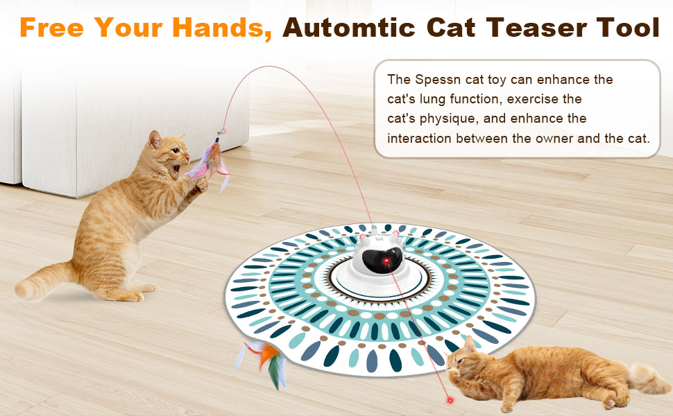 Інтерактивна іграшка для котів 3-в-1 Spessn: хованки, пір'я, лазерний вказівник. Електрична іграшка-головоломка для котів будь-якого віку. Біло-червоний колір, Ximi