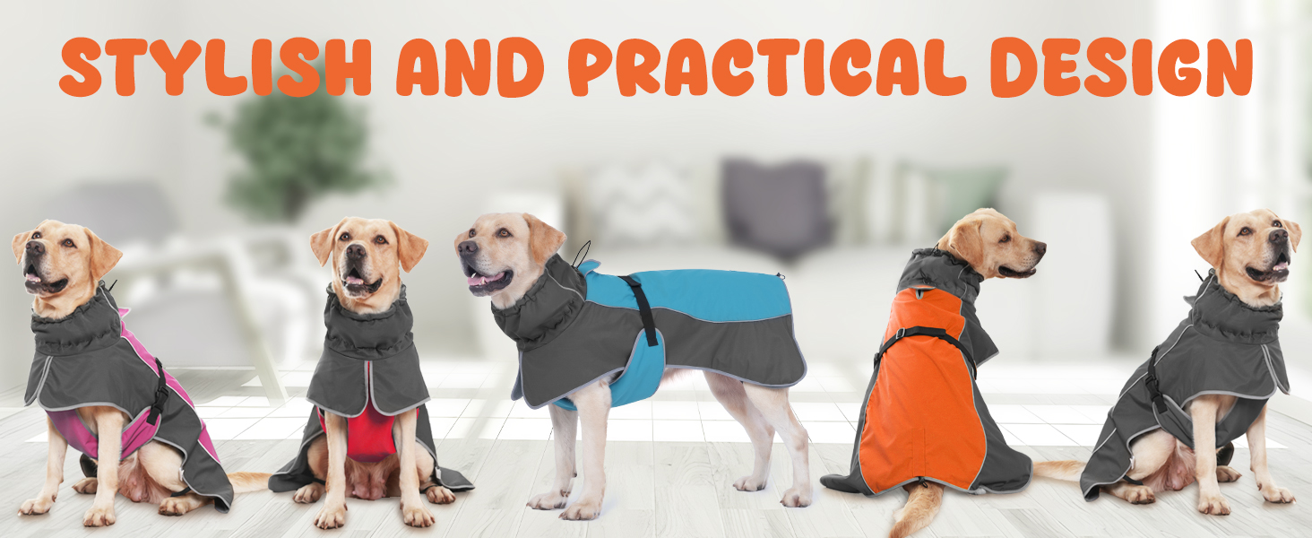 Водонепроникна куртка для собак, світловідбиваюча, вітрозахисна, тепла зимова куртка з м'яким флісовим підкладкою для собак маленьких та великих порід, для активного відпочинку, кемпінгу та походів у холодну погоду, розмір M (спина: 50 см), помаранчевий колір