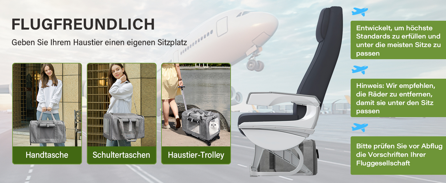 Переноска для тварин ALLSOPETS з колесами для котів та собак, сіра, для подорожей літаком