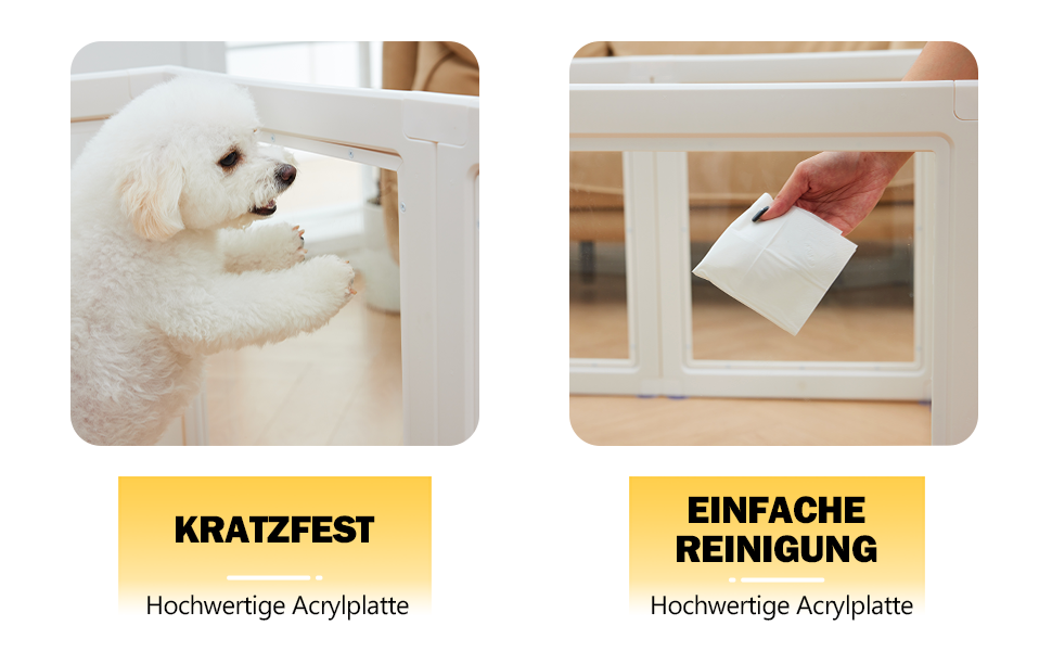 Акриловий вольєр для цуценят Klarer, ігровий майданчик для собак, котів, кроликів, легкий монтаж, вольєр для собак, переносний вольєр для малих та середніх собак (60 см, 8 шт.)