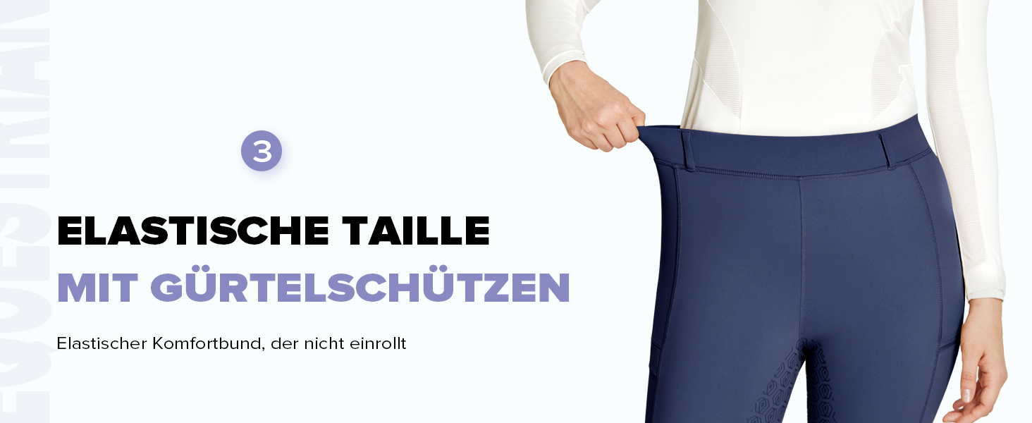 Легінси для їзди верхи FitsT4 з силіконовим покриттям, кишенею для телефону та петлями для ременя - чорний, розмір S