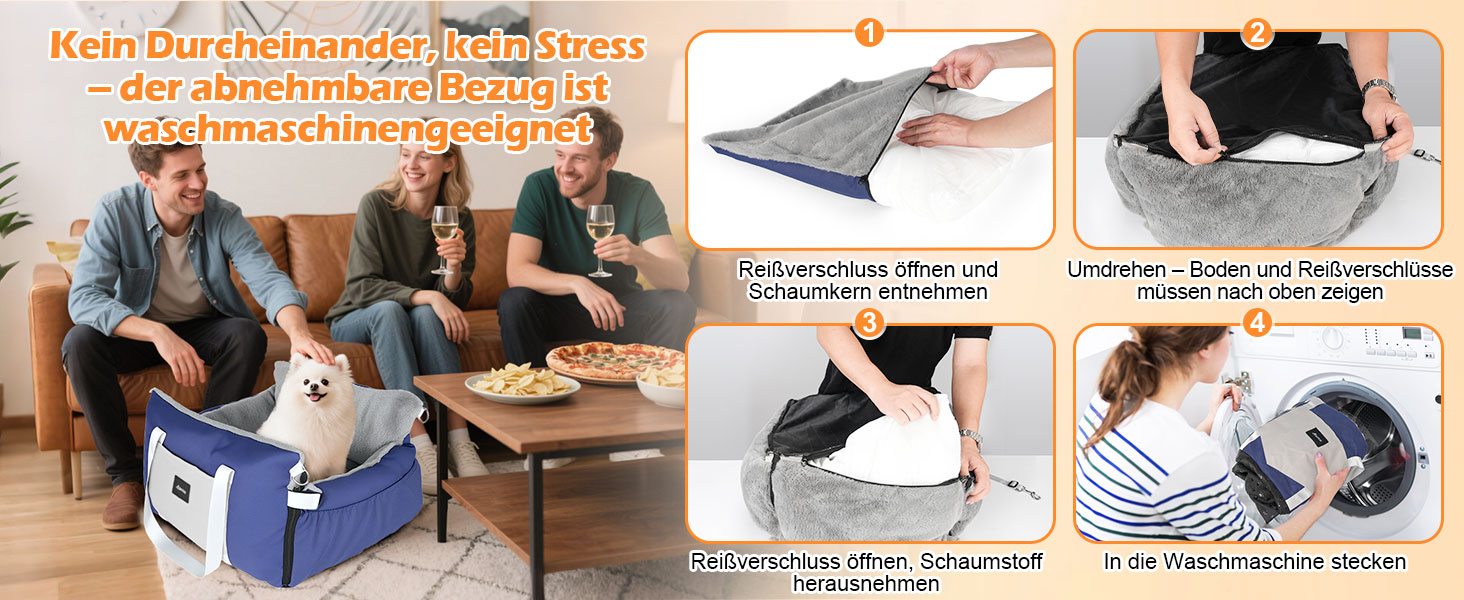 Автомобільний лежак для собак 3-в-1 - переносна ліжко для маленьких собак, з м'яким килимком, для переднього або заднього сидіння, внутрішнє та зовнішнє використання (04-Блакитний)