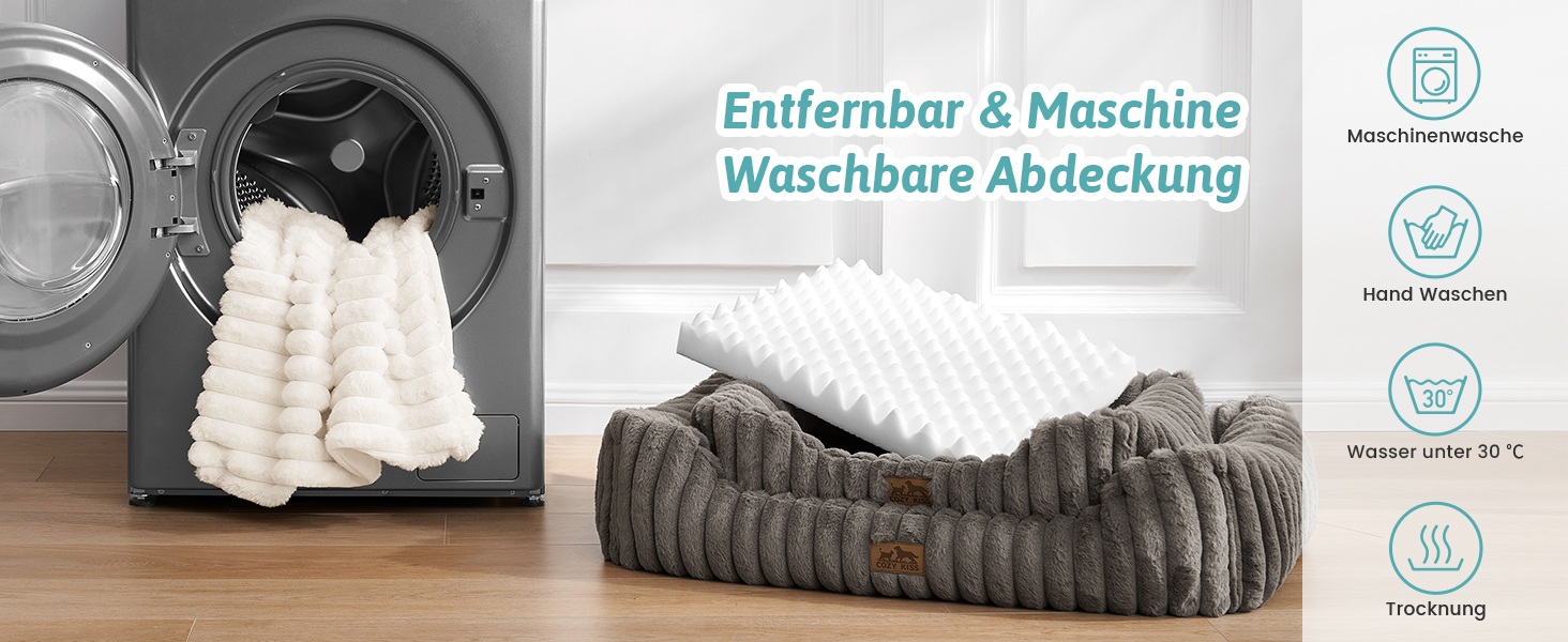 Ортопедичне миється собаче ліжко для котів та маленьких собак, м'який кошик з штучного хутра, диван для домашніх тварин з високим бортиком, антиковзаюче, 64 x 53 x 15 см, бежевий