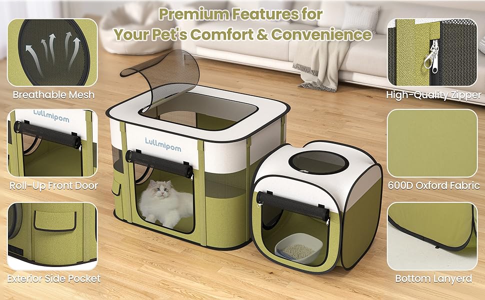 Переносний вольєр для котів та собак, водовідштовхувальний, міцний, для дому та вулиці, Pop-up, з сумкою, для подорожей та кемпінгу