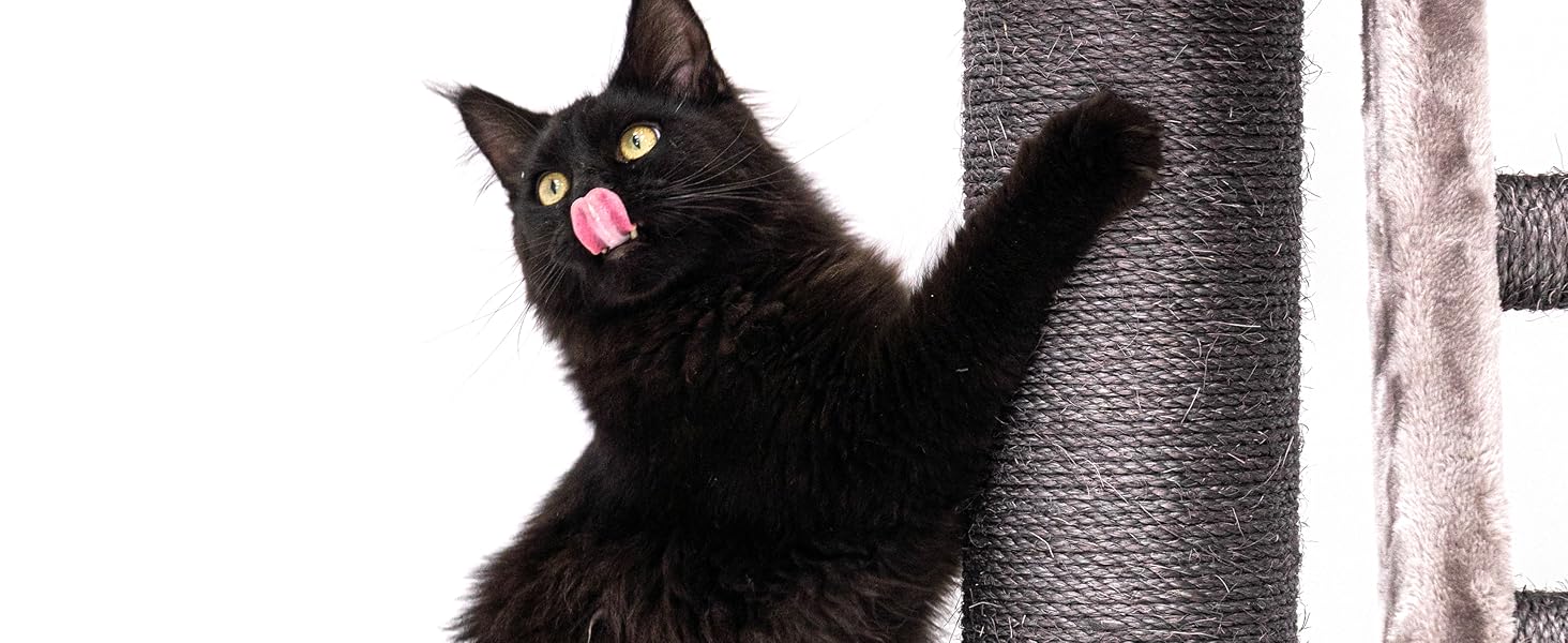 Драбина-будинок для котів Petrebels Parklane 175 см, з гамаком XXL, будиночком, диваном та товстими стовпчиками, колір капучино