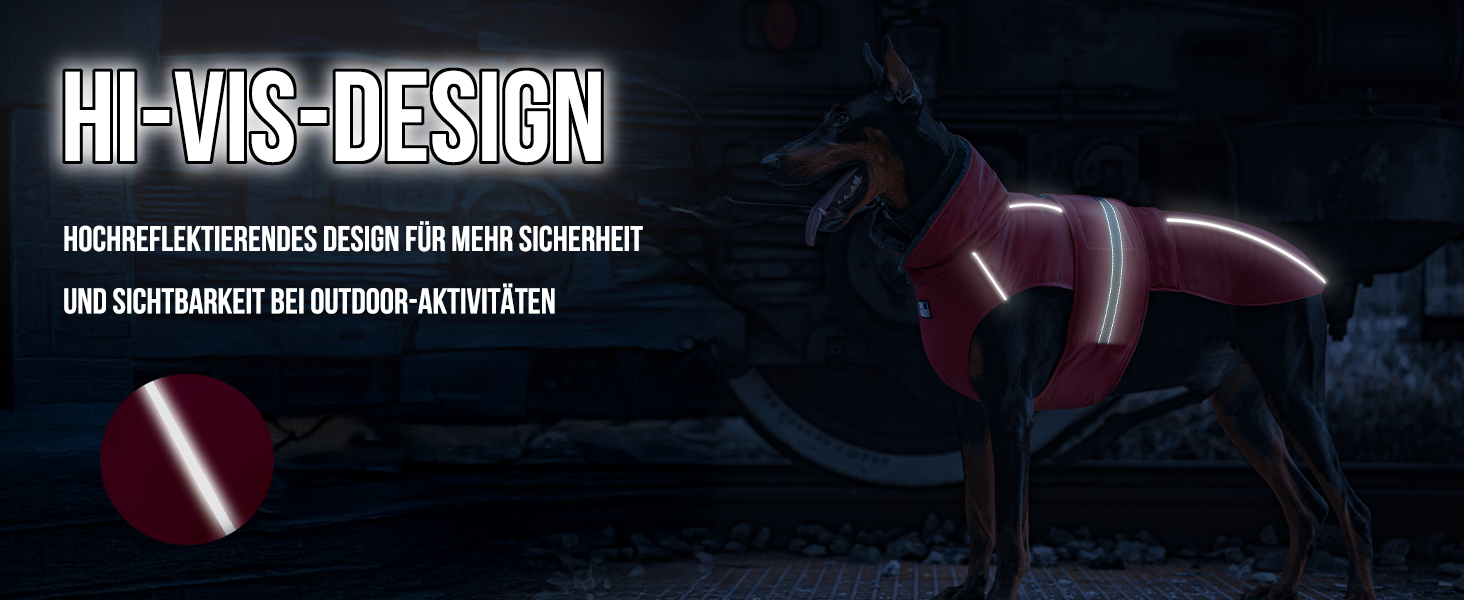 OneTigris STORMWALL Водонепроникний дощовик для собак з регульованою довжиною спини, флісовою підкладкою, світловідбиваючими елементами та коміром з хутра для прогулянок на природі, середніх та великих собак, L (XL:39-64кг, червоний)