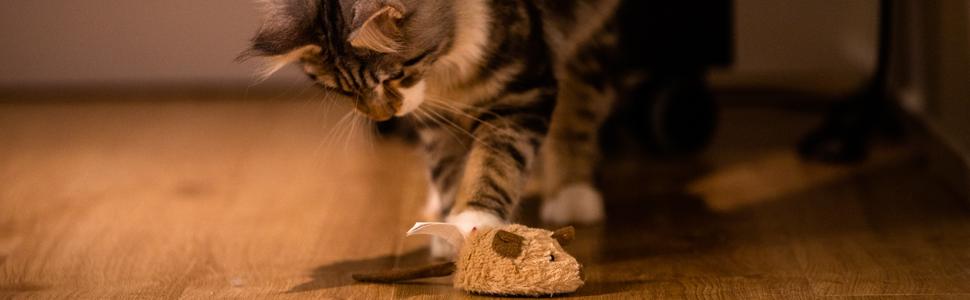 Іграшка для котів SuHaco GiGwi Melody Chaser: інтерактивна мишка з дрижанням, коричнева